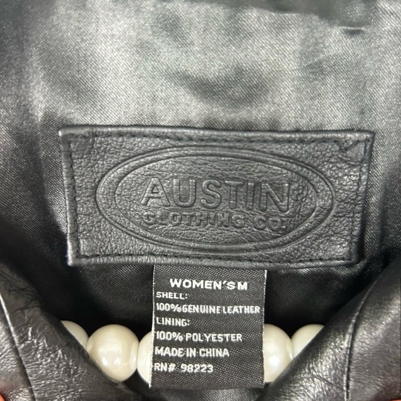 Vintage Austin Clothing Co. Black 100% Genuine Leather Zip Front Jacket Size M - Picture 5 of 5